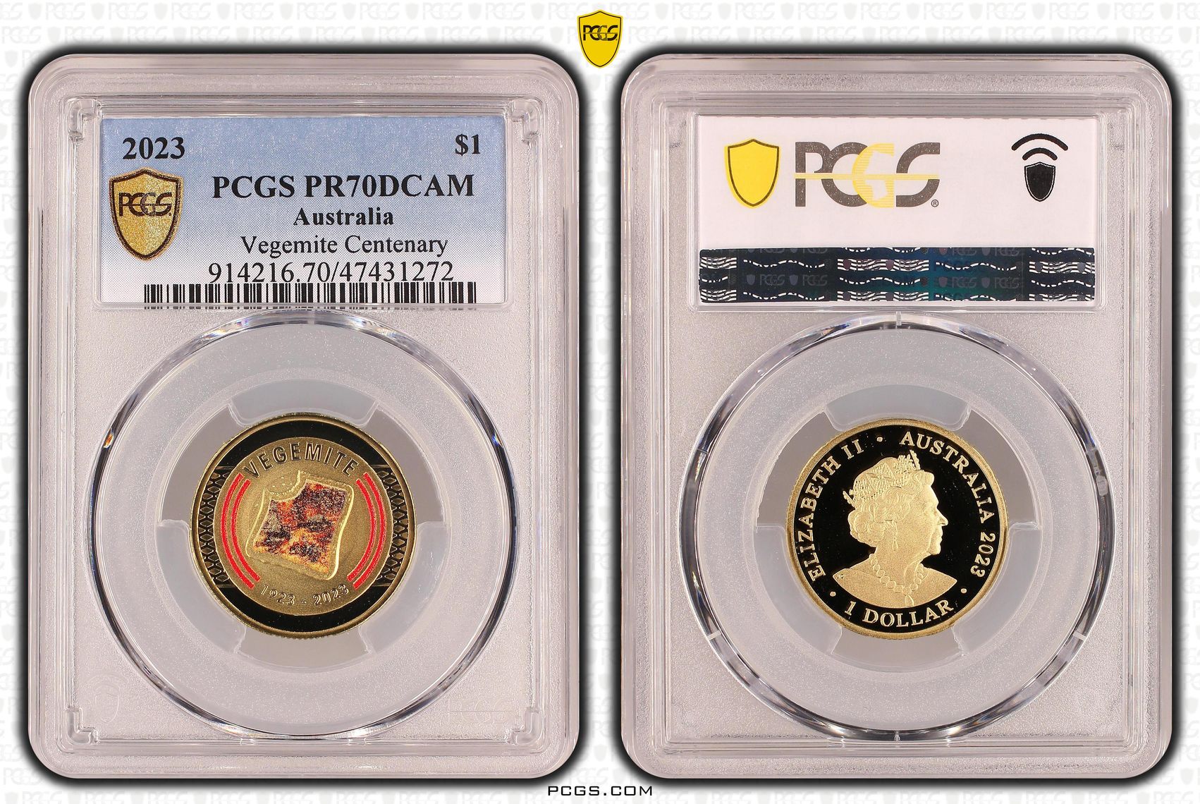 Vegemite Centenary - Colorized, One Dollar, 2023, PCGS PR70DCAM