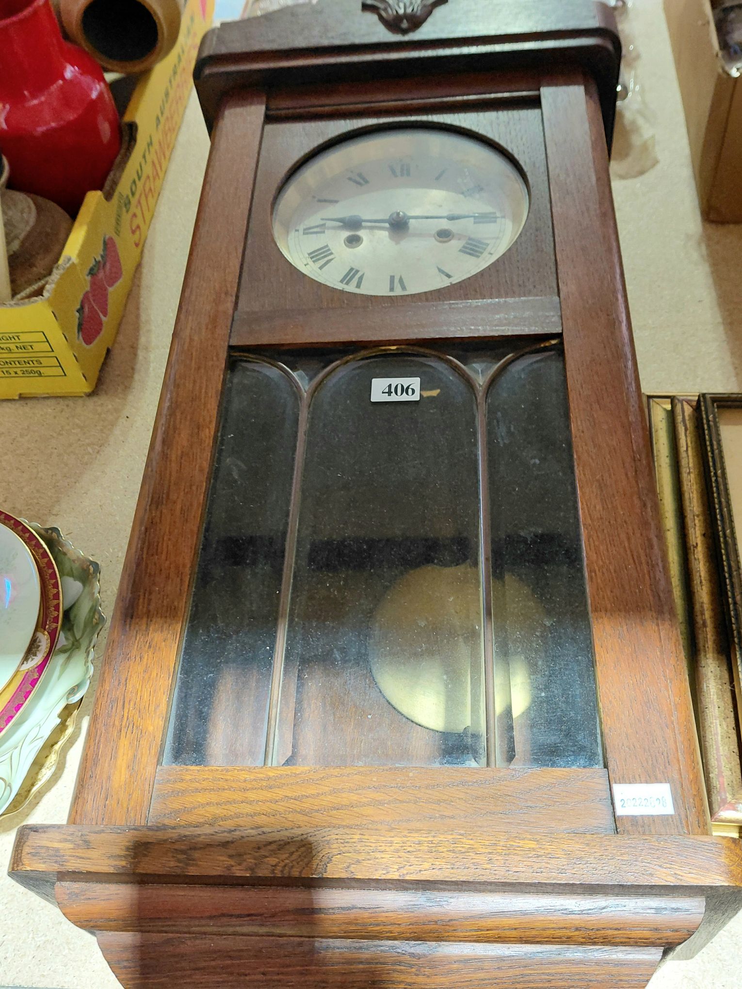 VINTAGE GERMAN OAK CASED WALL CLOCK
