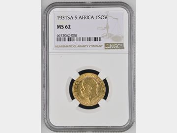 1931 SOUTH AFRICA GOLD SOVEREIGN MS62 GEORGE V