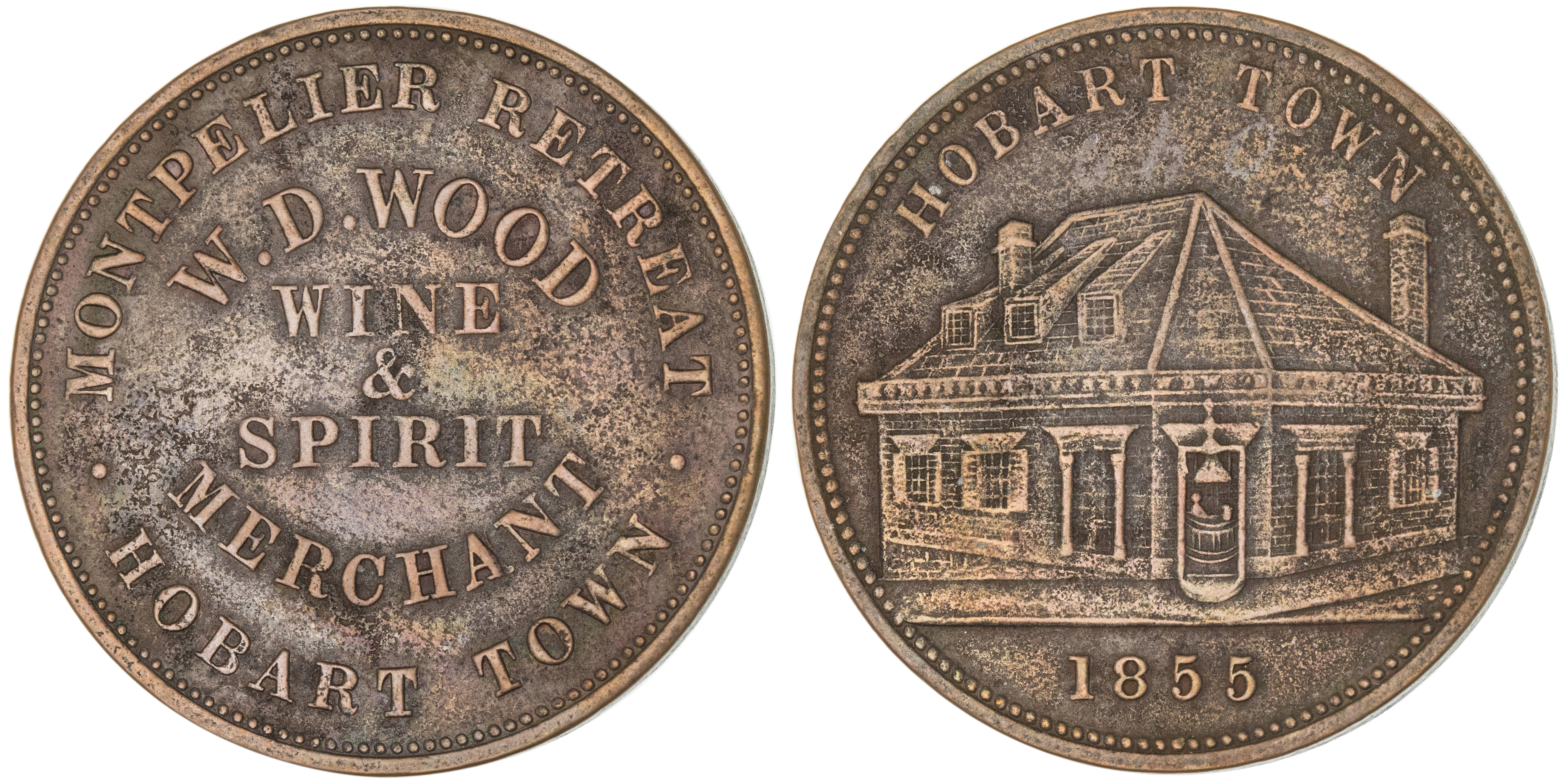 427 · Hobart Town, Tasmania, W. D. Wood, Penny, 1855, gVF
