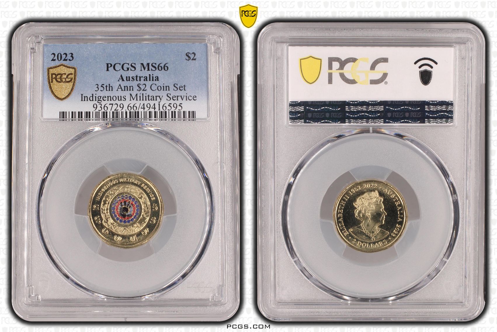 35th Ann $2 Coin Set Colorized - Indigenous Military Service, Two Dollar, 2023, PCGS MS66