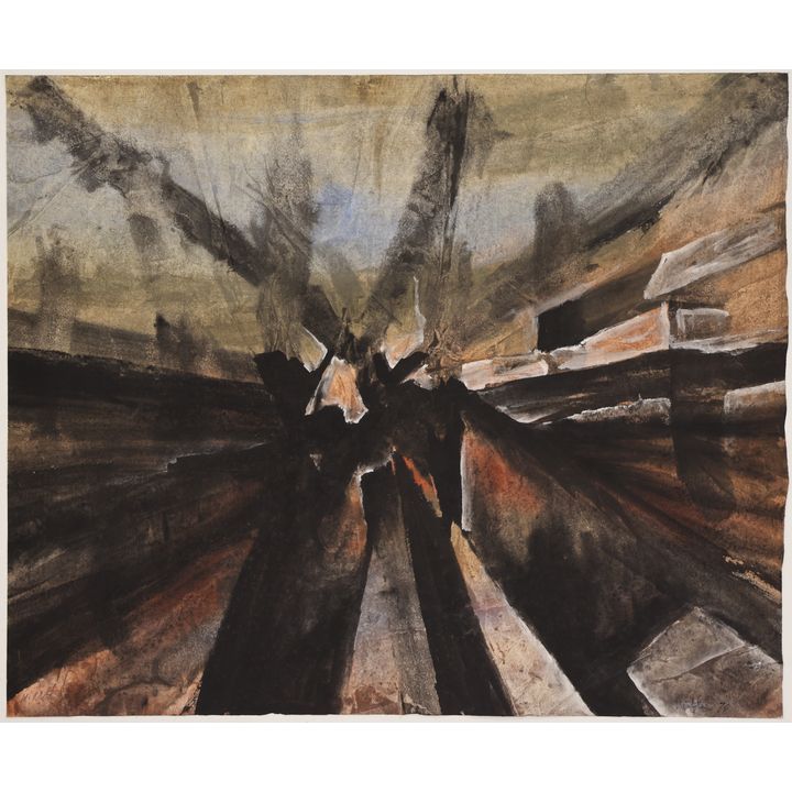 Neil Meitzler ''Dark Abstraction'' 1970 Casein on Paper 14''x17''