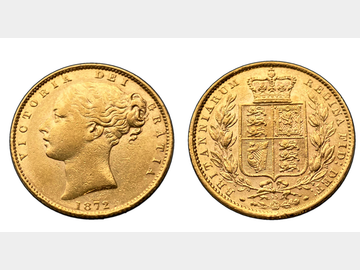 1872 VICTORIA SHIELD SOVEREIGN DIE 53