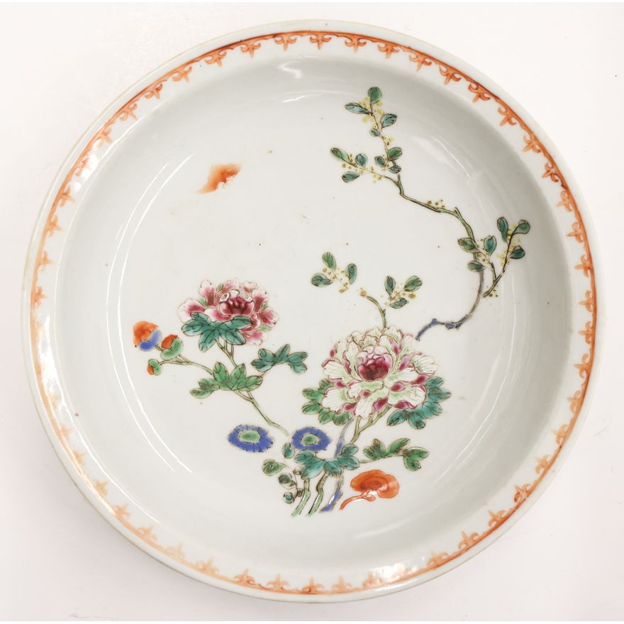Chinese Porcelain Peony Floral Dish