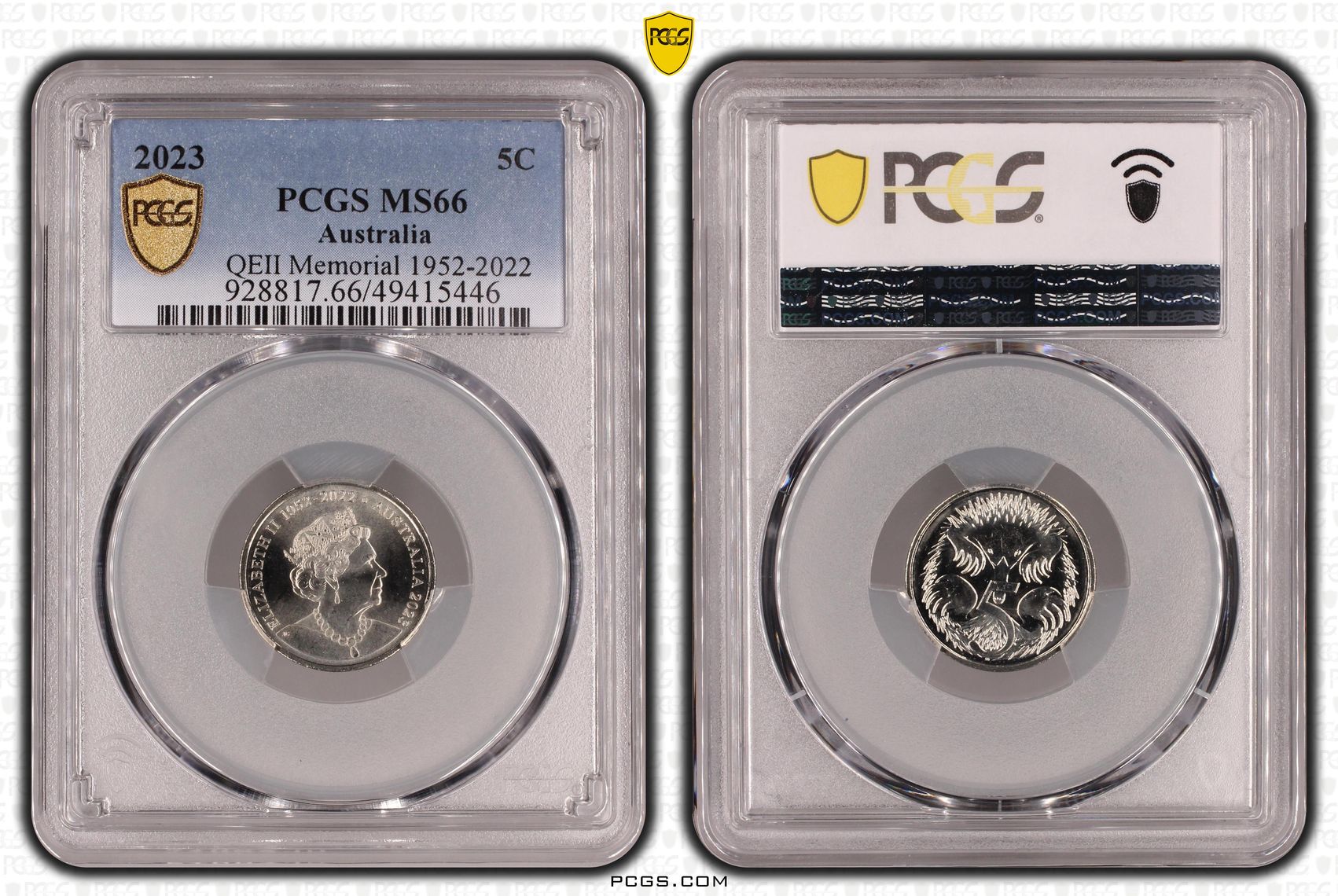 Elizabeth II, Memorial Obv. , Five Cent, 2023, PCGS MS66