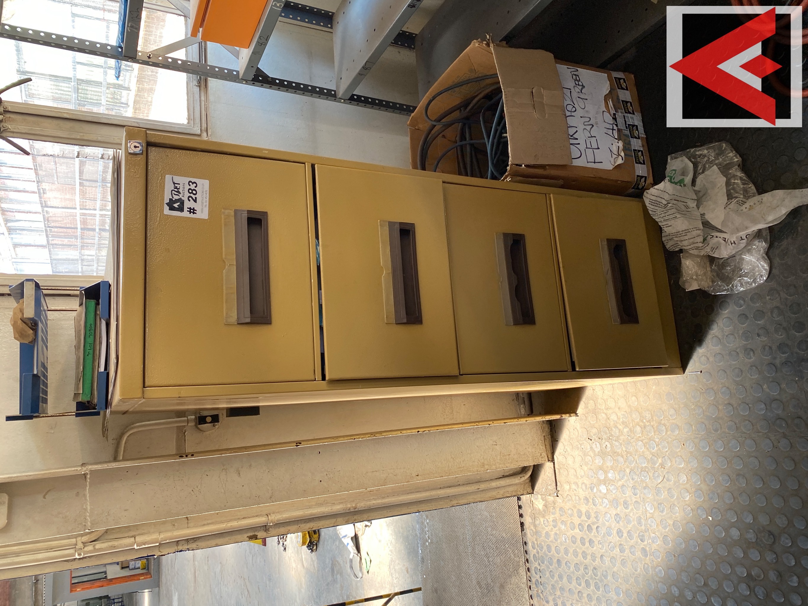 1 X LOT STEEL FOUR DRAWER FILING & WOODEN TWO DOOR FILING