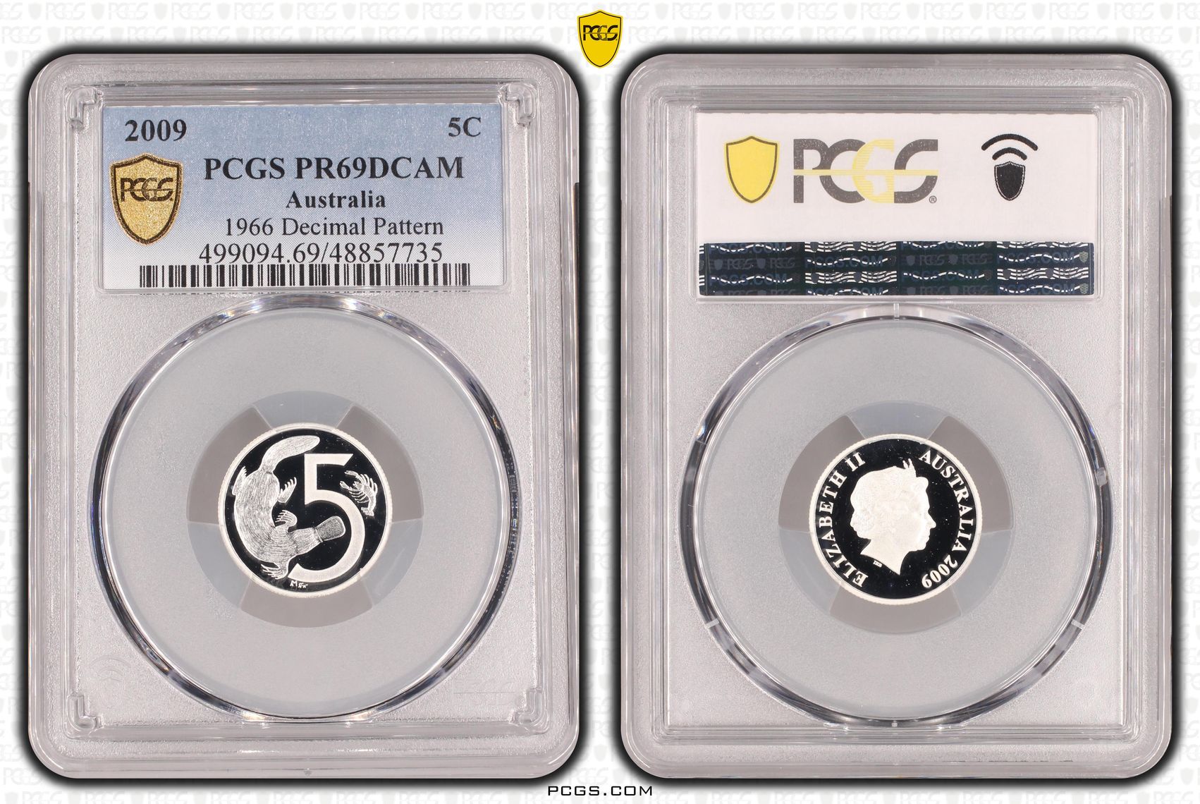 1966 Decimal Pattern, Silver, Five Cent, 2009, PCGS PR69DCAM