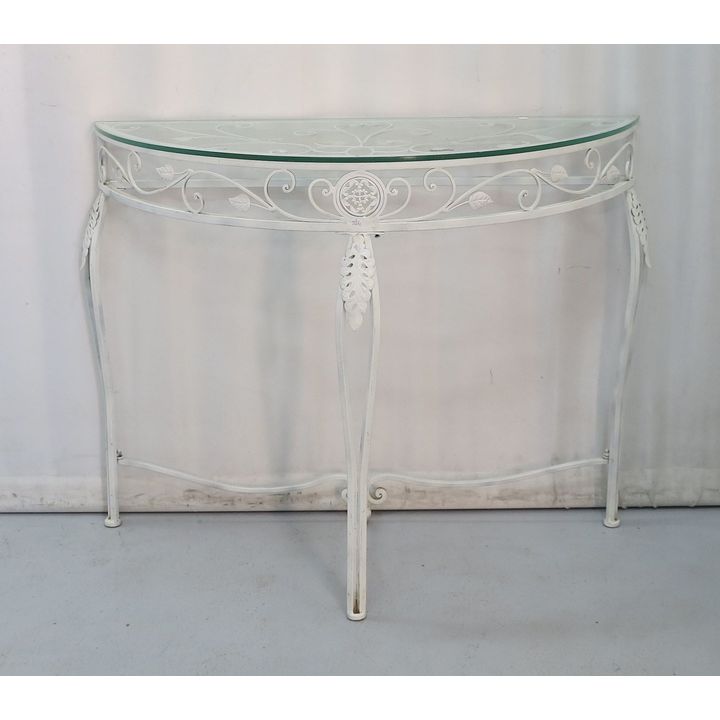 GLASS TOP ALUMINIUM CONSOLE TABLE