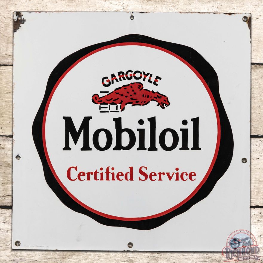 Fantastic Gargoyle Mobiloil Certified Service Single Sided Porcelain Sign