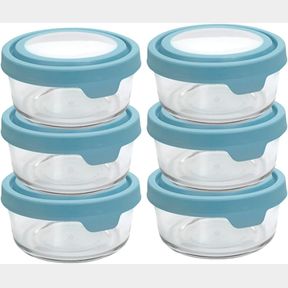 2 CUP (SET OF 6) ANCHOR HOCKING 2 CUP GLASS STORAGE CONTAINERS WITH LIDS, SET OF 6 GLASS FOOD STORAGE CONTAINERS WITH MINERAL BLUE