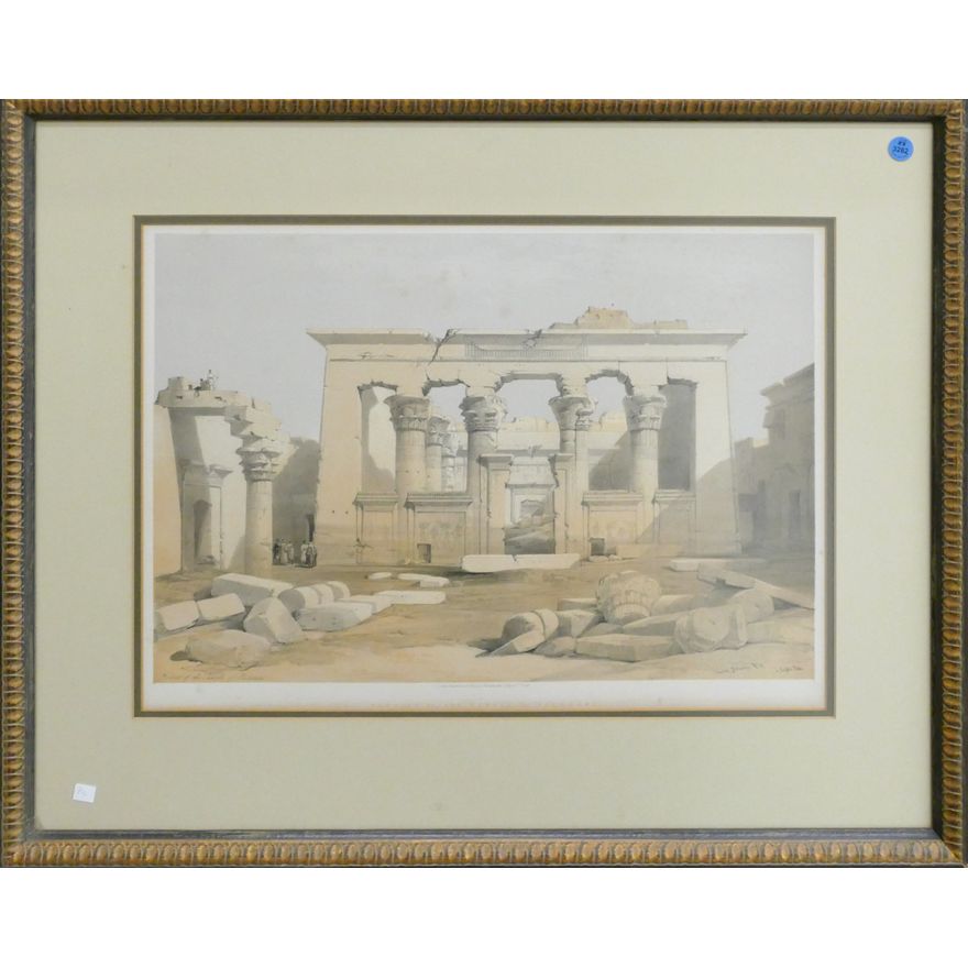 Antique David Roberts ''Portico of the Temple Kalabashi'' Engraving