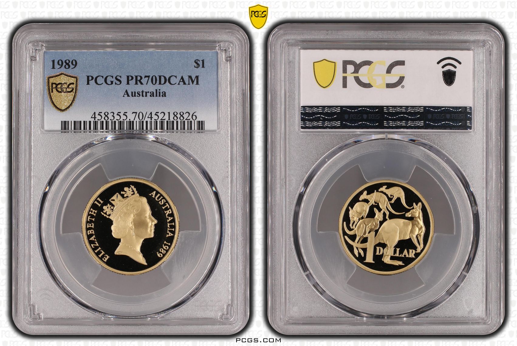 1989 Australia One Dollar, $1 Proof PCGS - PR70DCAM POP 37/0 -826