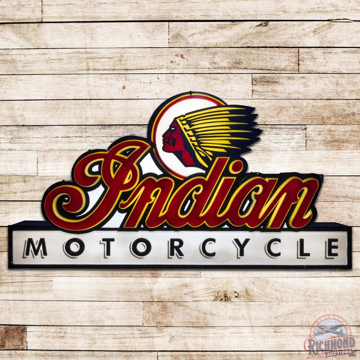 Indian Motorcycles 8' Lighted Advertising Sign w/ Logo