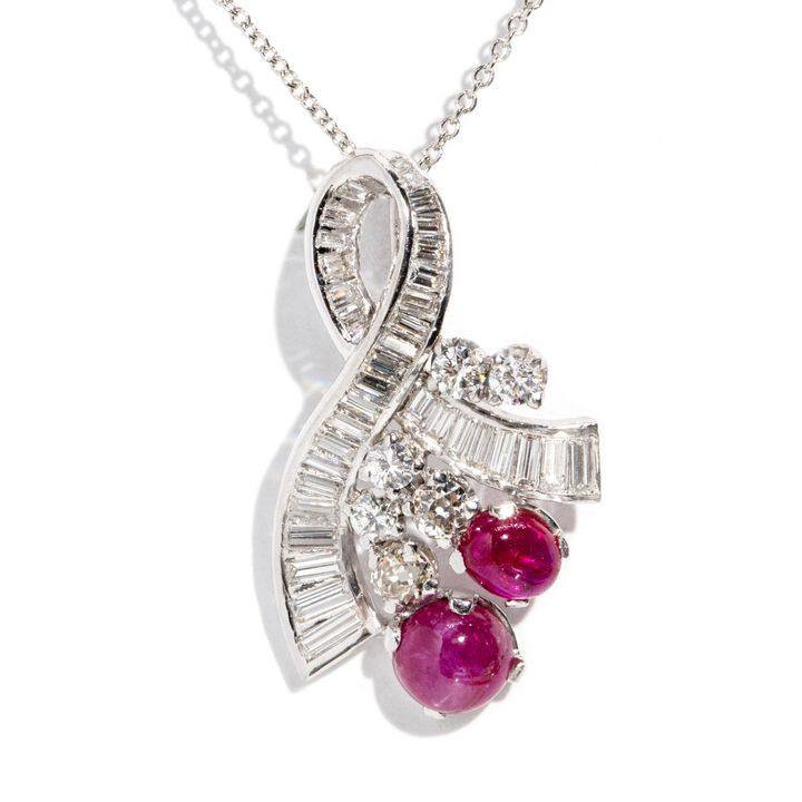 1.00 Carat Diamond & Ruby Platinum Pendant & Chain