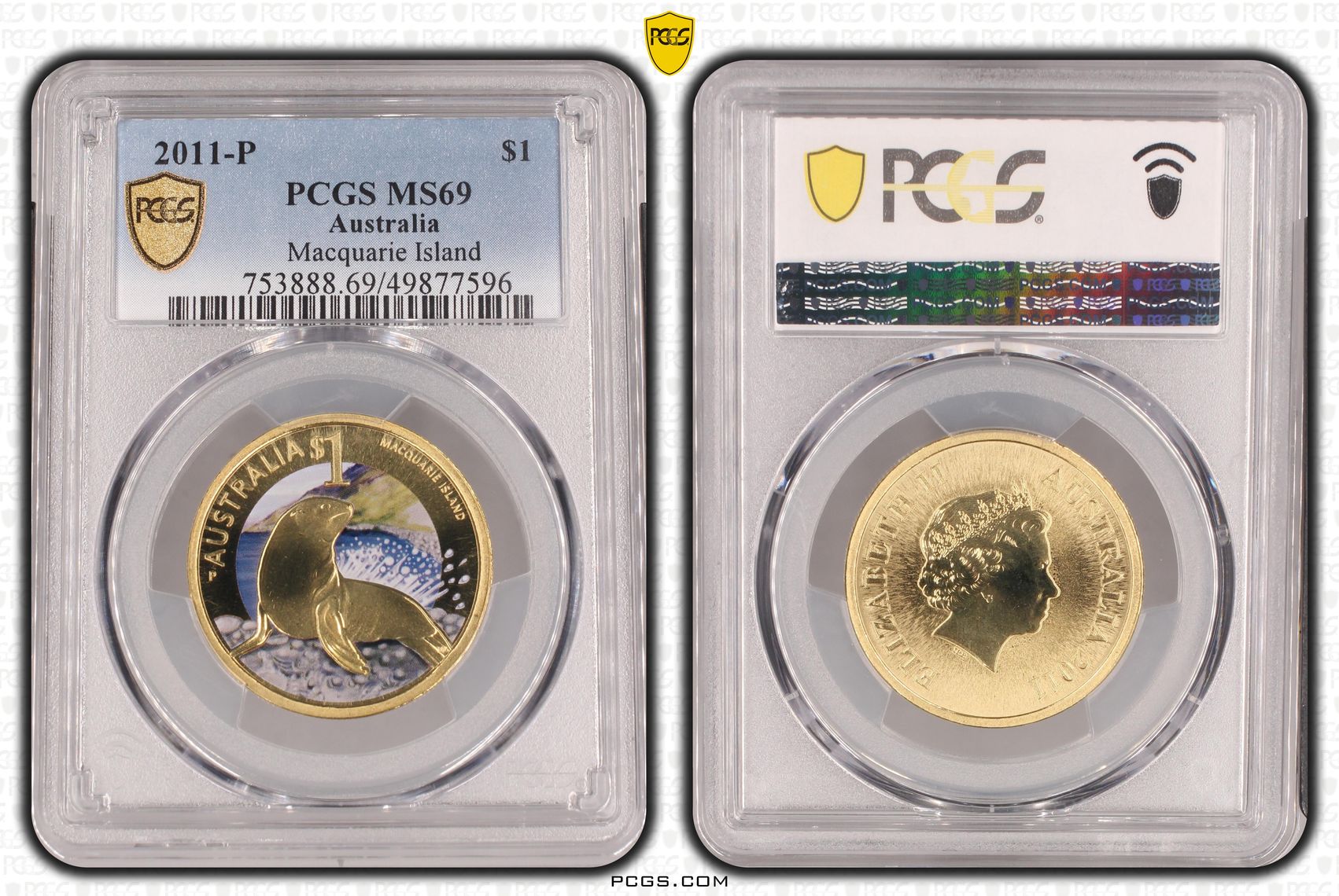 Macquarie Island POP 7/0, One Dollar, 2011-P, PCGS MS69