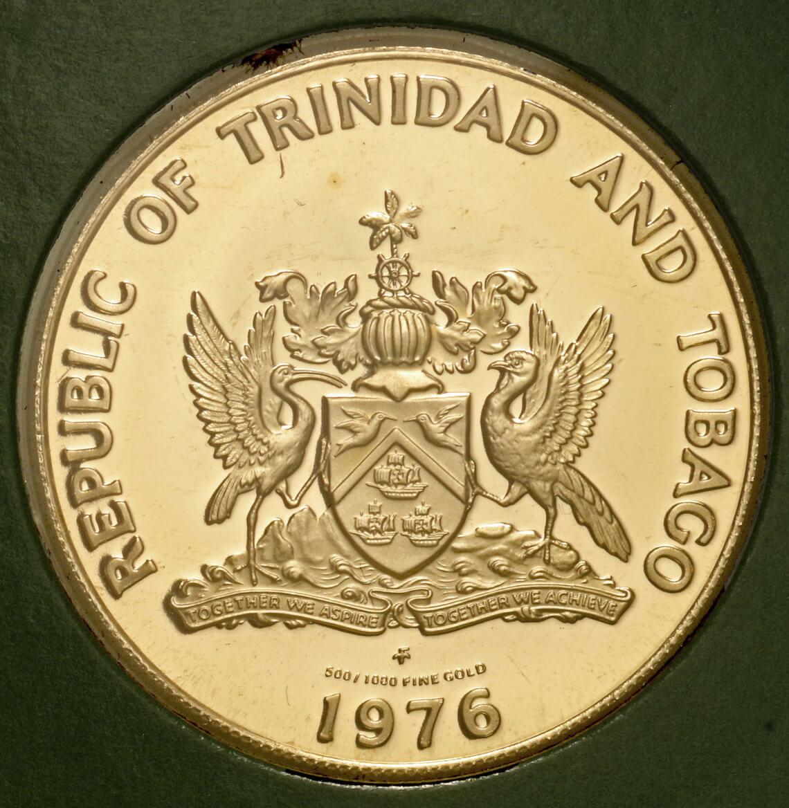 トリニダード・トバゴ-Tobago. 共和国制記念 100ドル金貨 1976年 