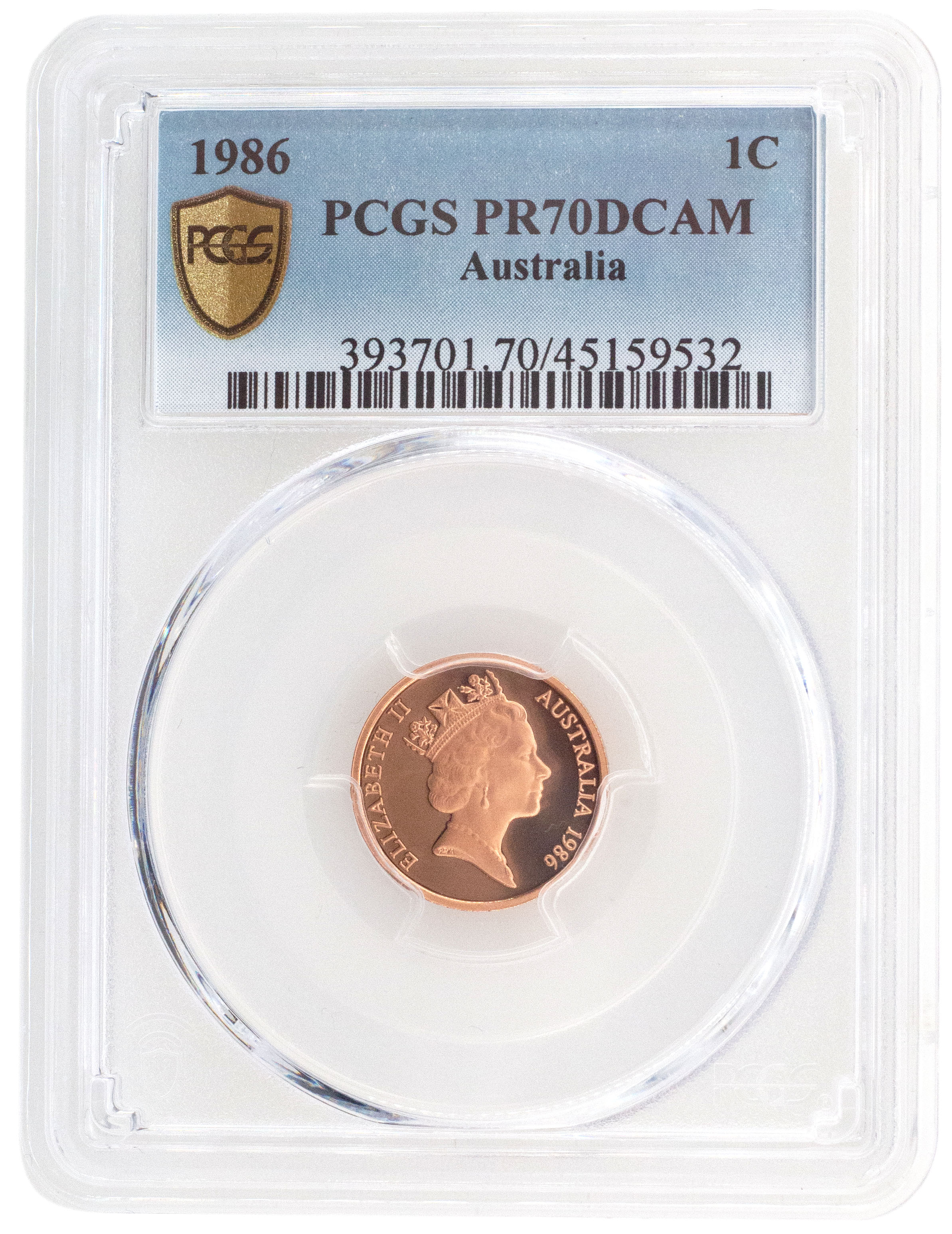 1986 Australia One Cent, 1c PCGS - PR70DCAM POP 84/0 -532