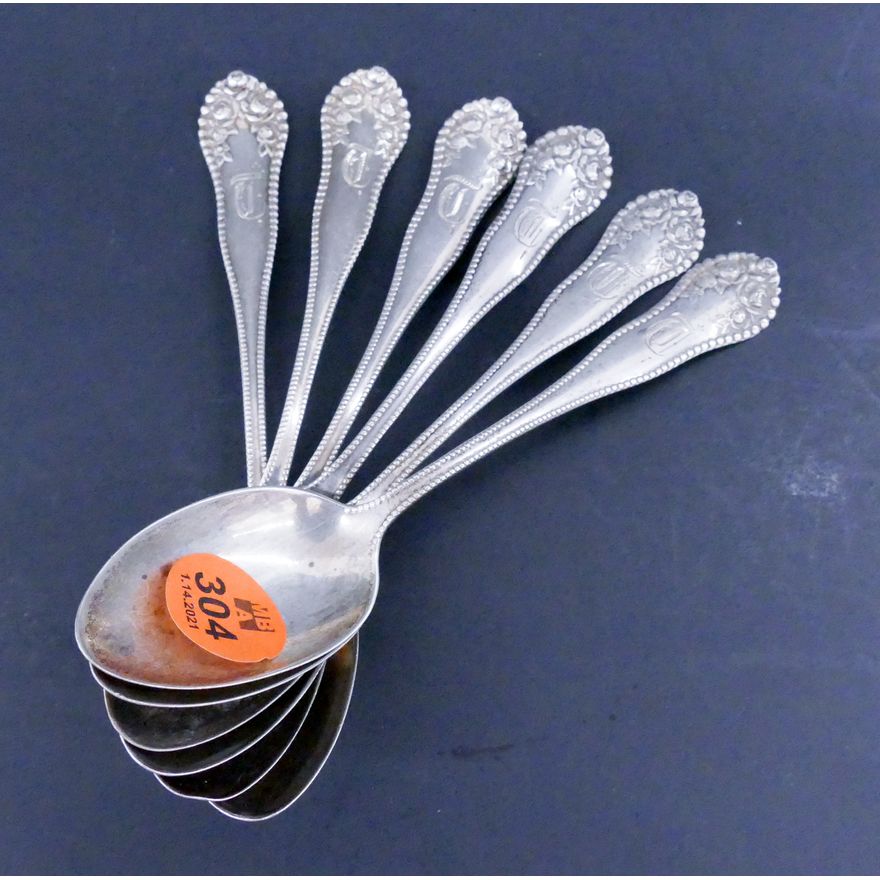 Set 6pc Gorham Floral Sterling Spoons- 104g