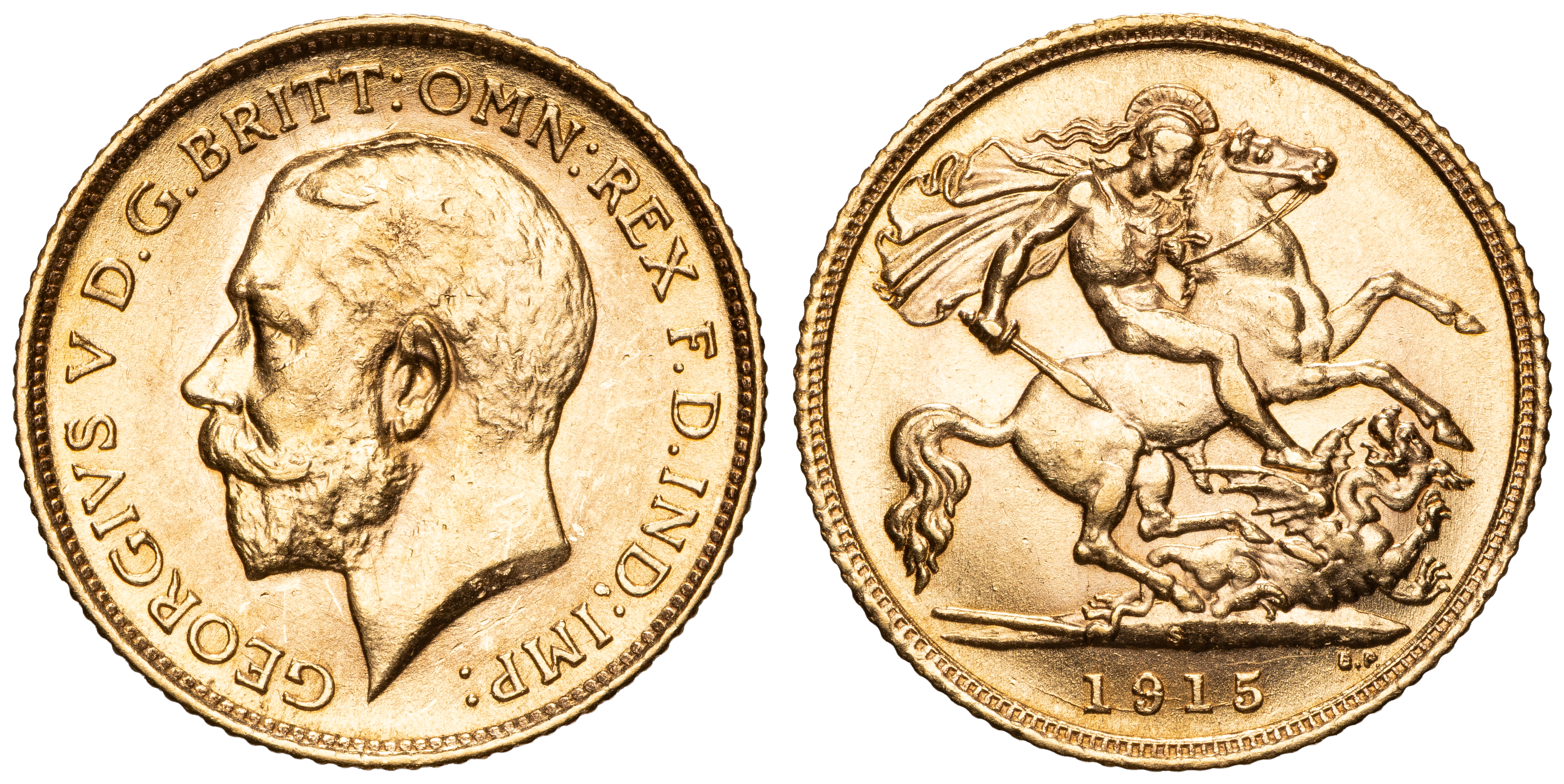 George V, Half Sovereign, 1915-S, gEF - aUNC