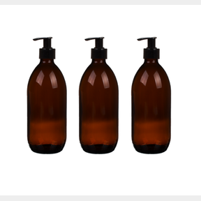 500ml Amber glass bottle with lotion pump lid Empty 500ml glass bottle |