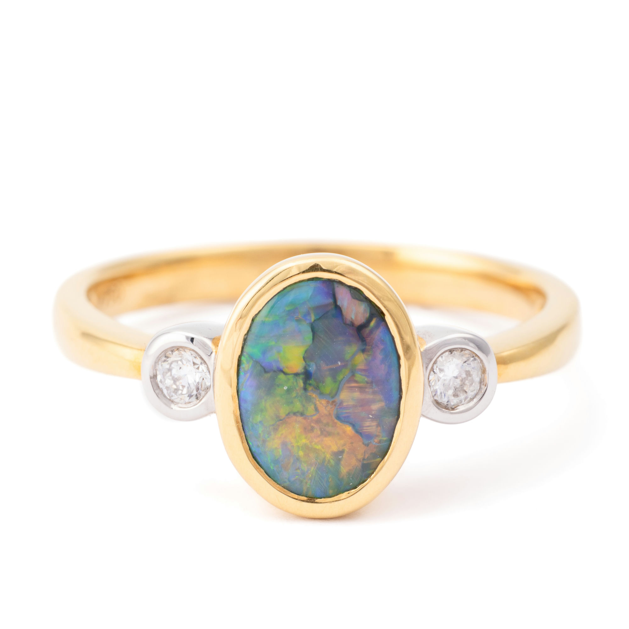 Opal & Diamond Ring 18ct Gold