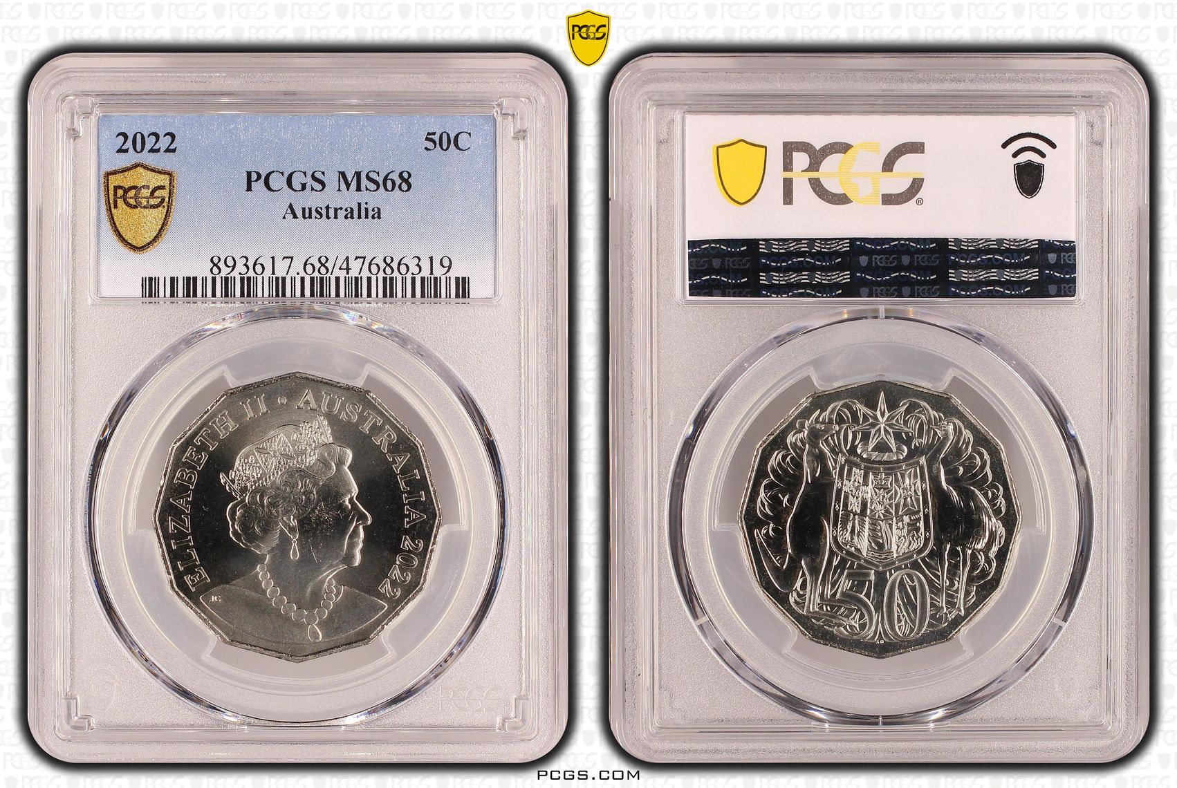 296 · Elizabeth II, Fifty Cent, 2022, PCGS MS68