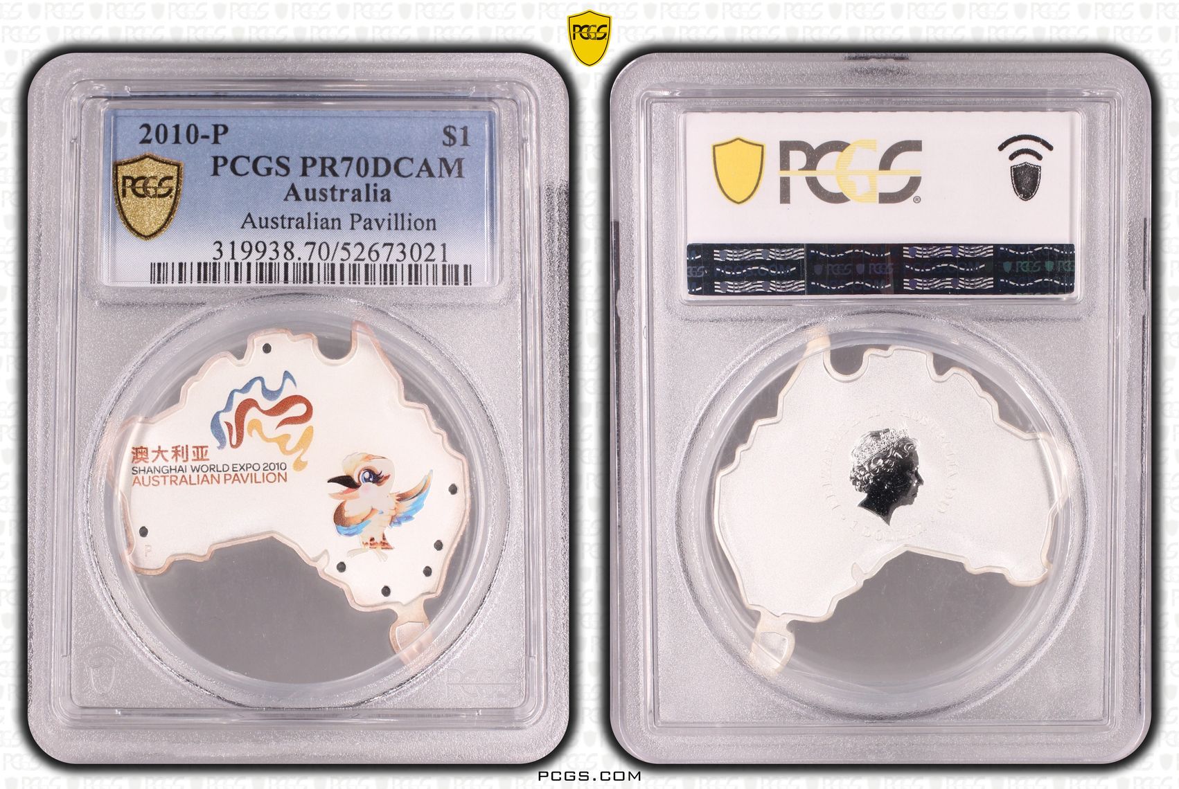 Australian Pavillion, POP 1/0, One Dollar, 2010-P, PCGS PR70DCAM