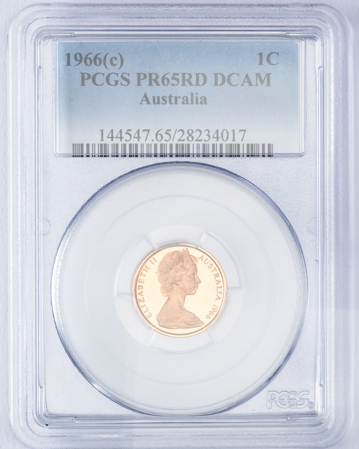 Elizabeth II, One Cent, 1966, PCGS PR65DCAM