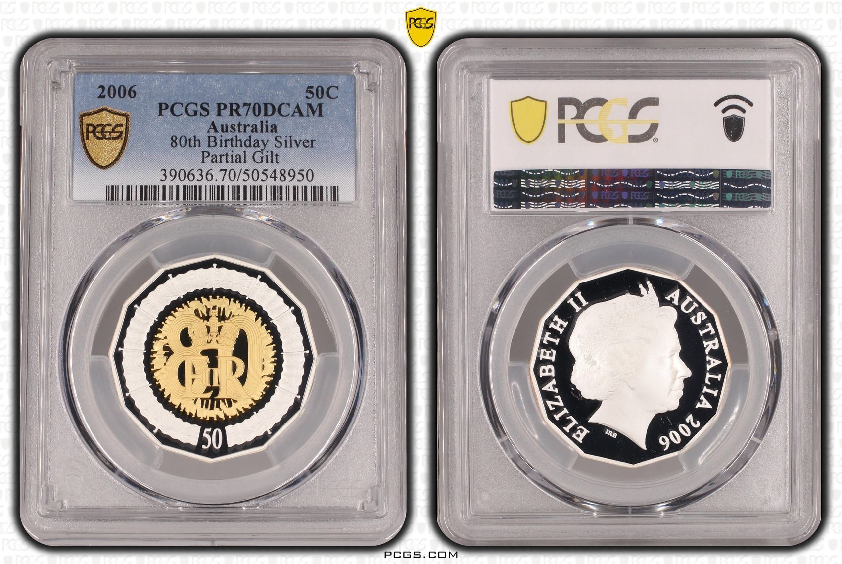 80th Birthday Silver Partial Gilt, POP 19/0, Fifty Cent, 2006, PCGS PR70DCAM
