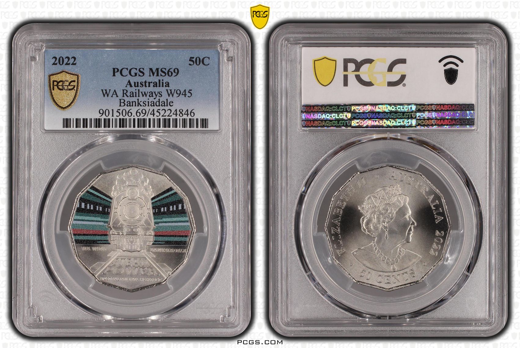 Elizabeth II, WA Railways W945, Fifty Cent, 2022, PCGS MS 69