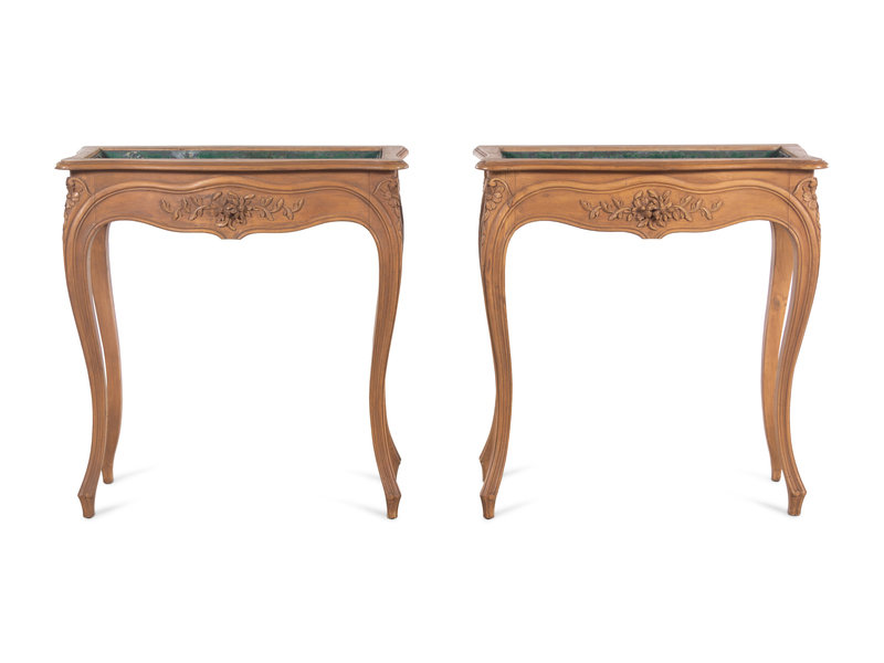 A Pair of Louis XV Style Fruitwood Jardinière Stands