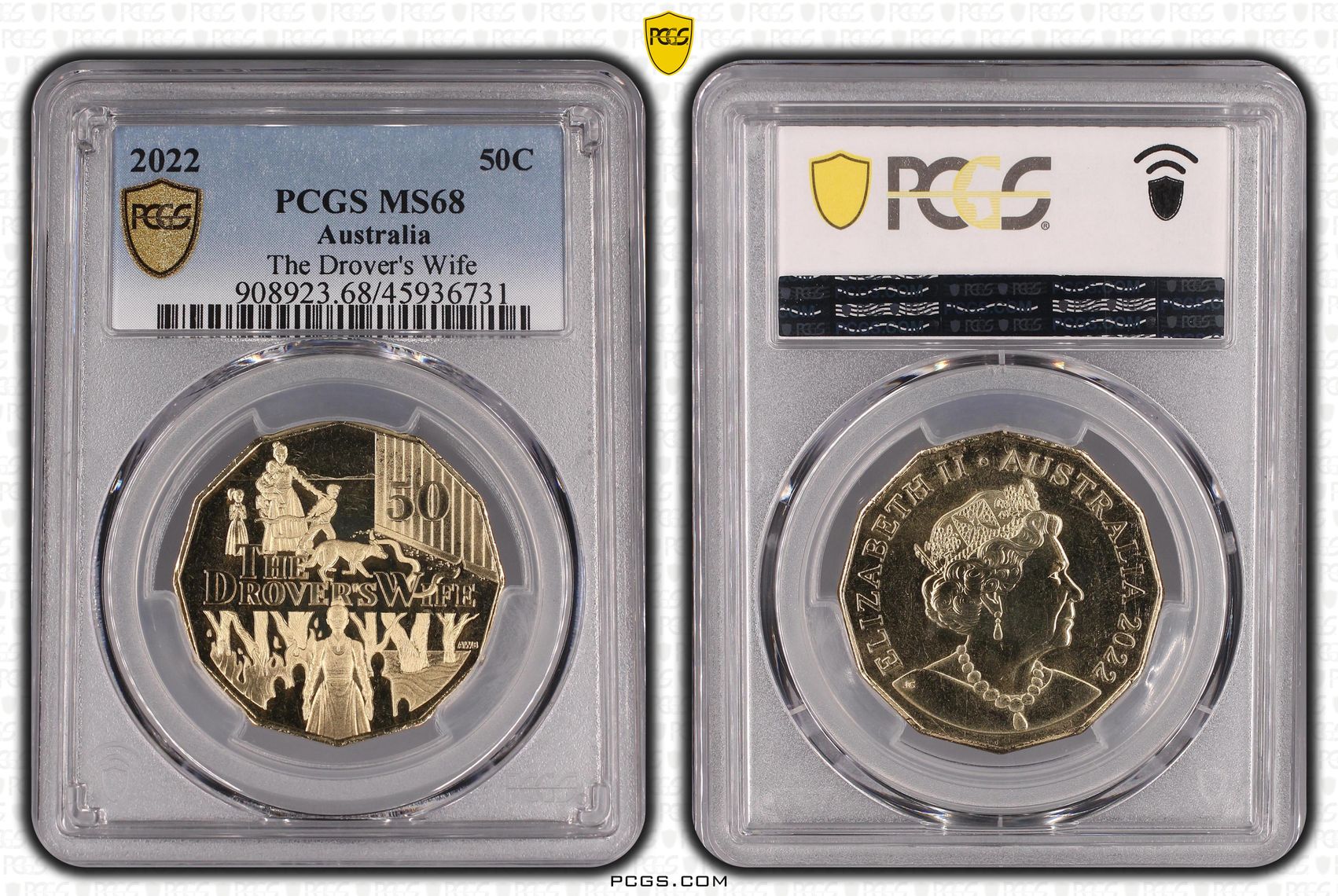 Elizabeth II, The Drover's Wife, Fifty Cent, 2022, PCGS MS 68