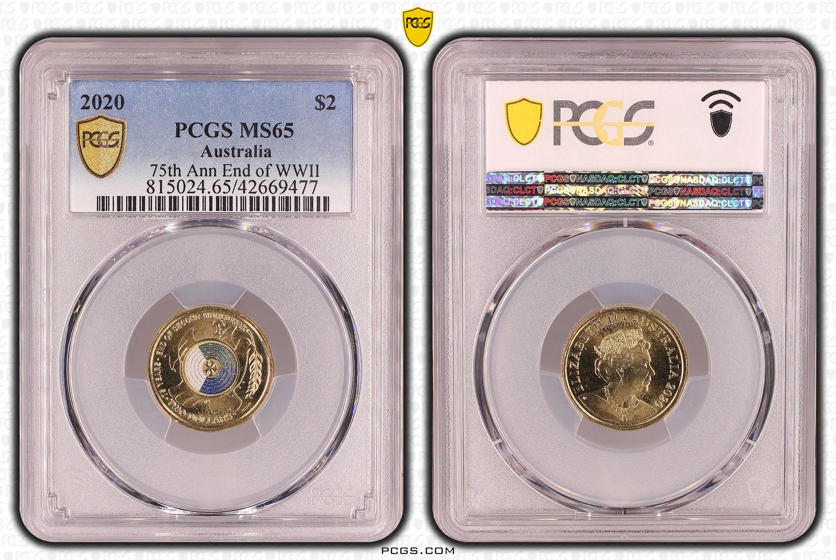 75th Ann End of WWII Colorized, Two Dollar, 2020, PCGS MS65