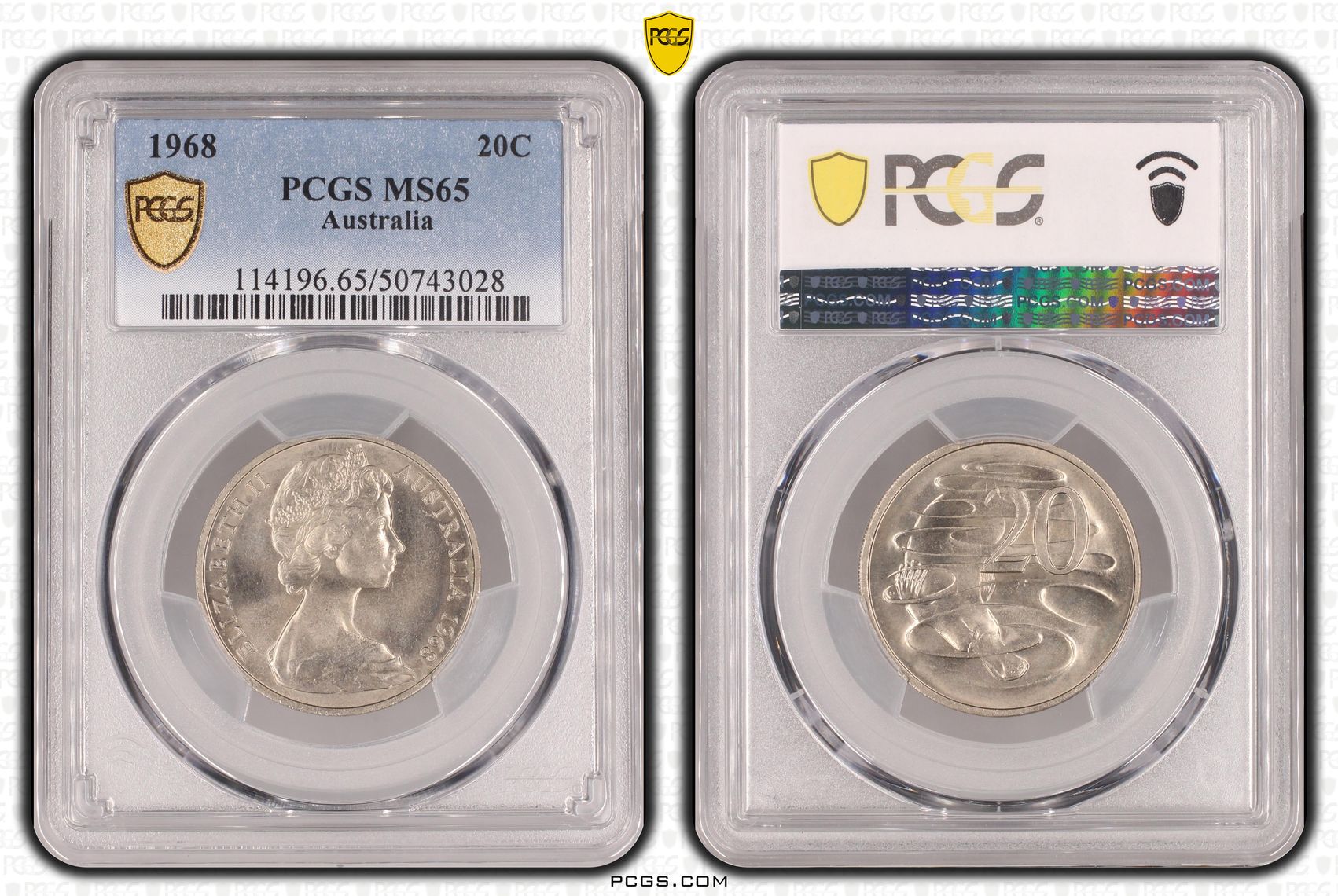 Twenty Cent, 1968, PCGS MS65