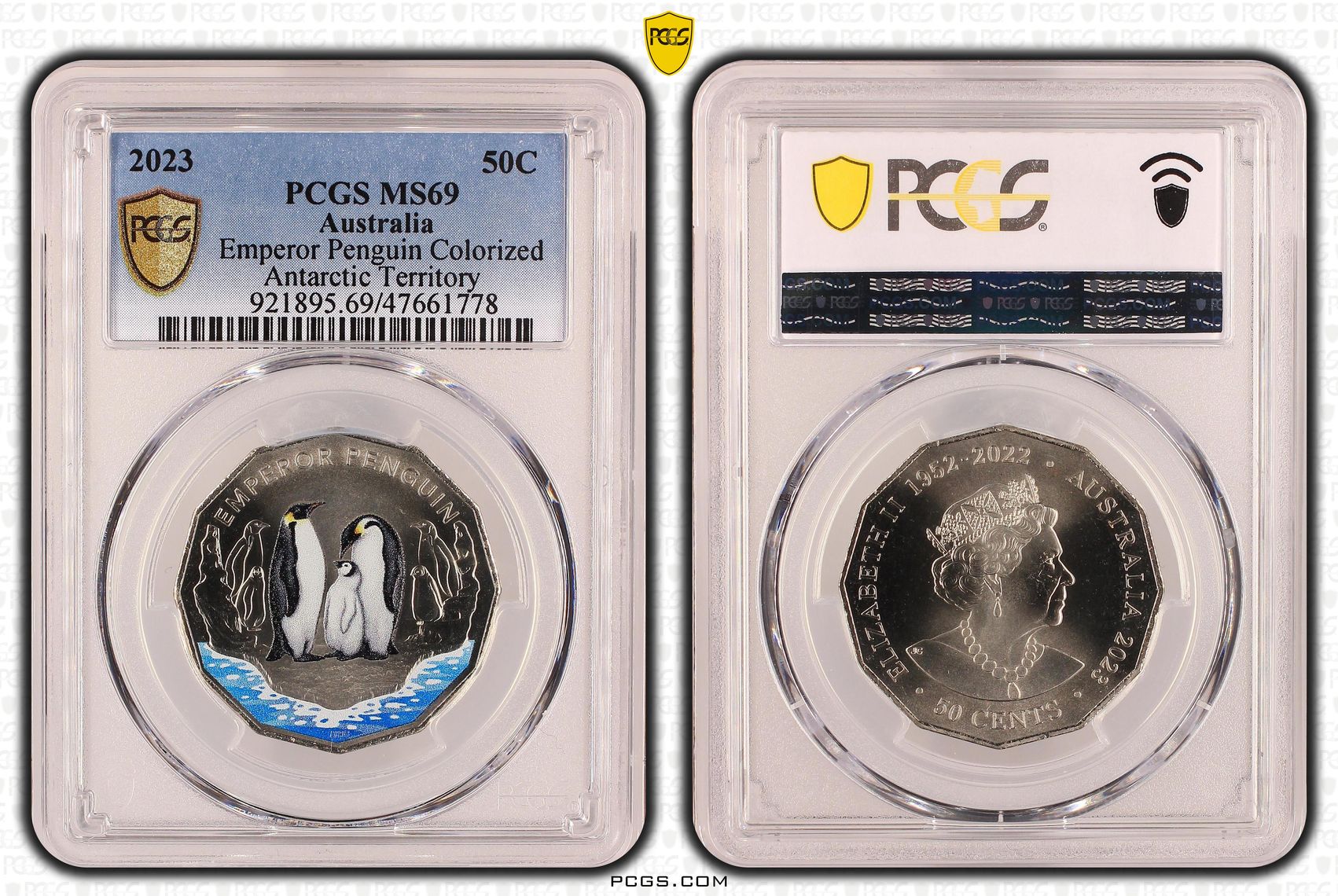 Emperor Penguin Colorized, Fifty Cent, 2023, PCGS MS 69