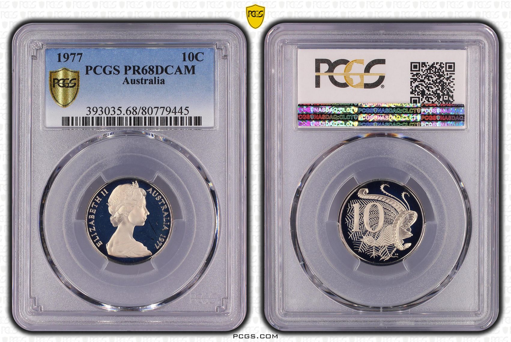 Elizabeth II, Ten Cent, 1977, PCGS PR68DCAM