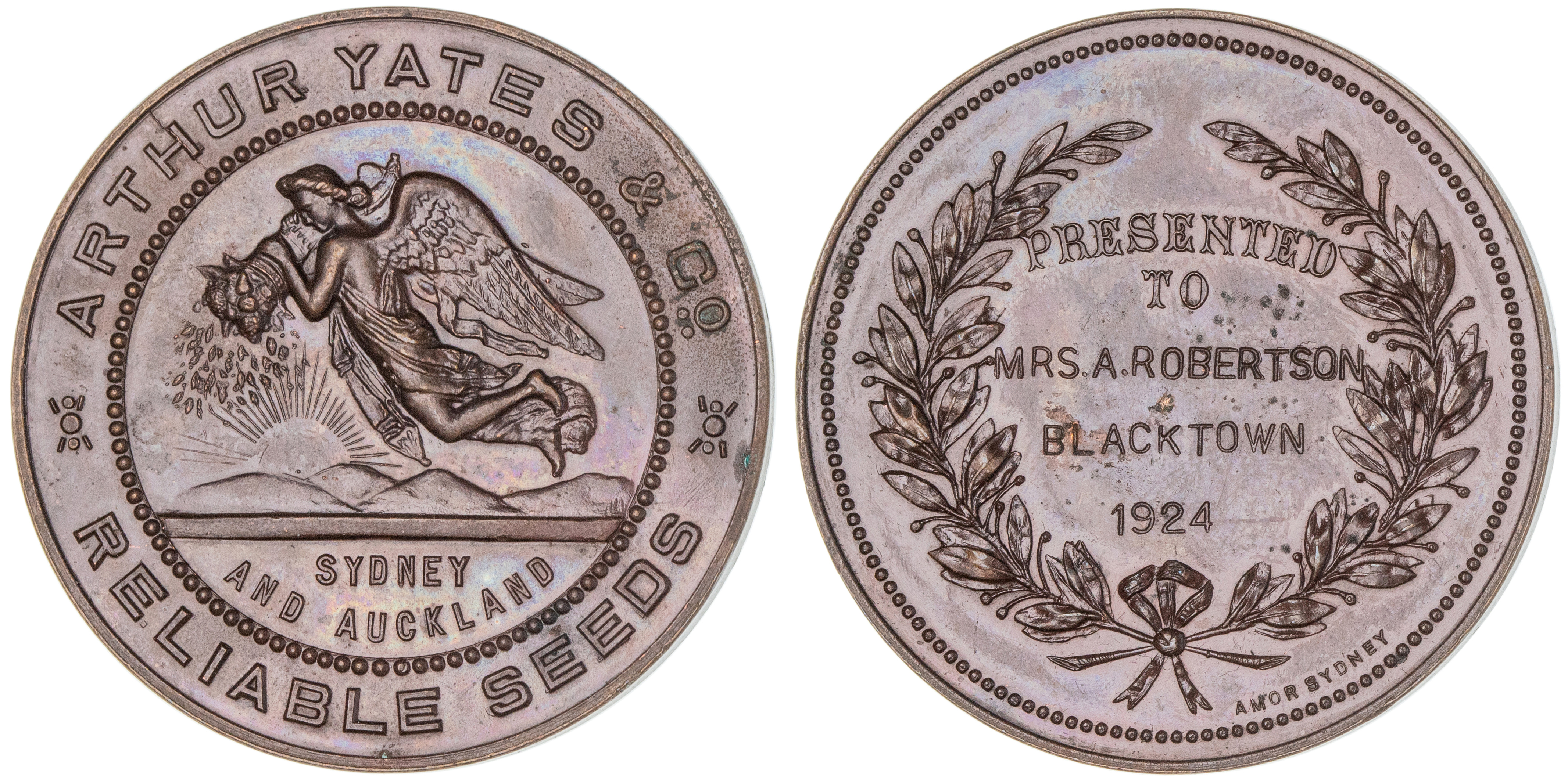 Arthur Yates Seeds, Australasia, Bronze Award Medal, 1924, aUNC