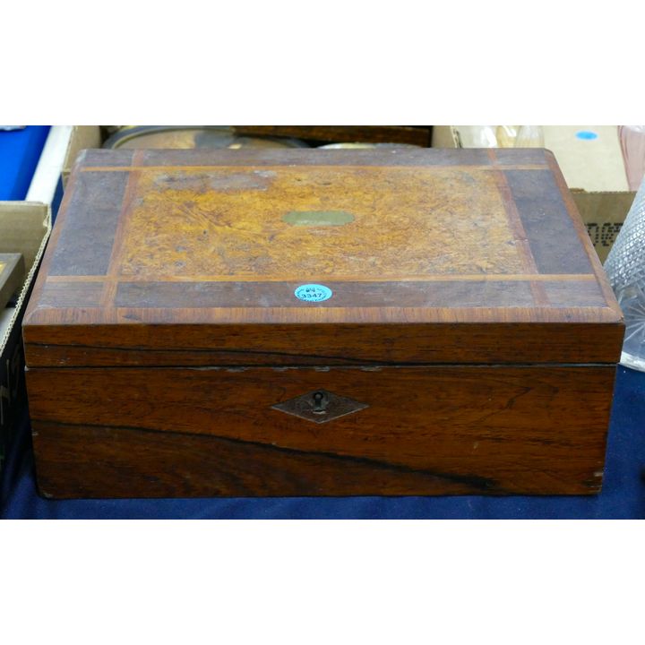Antique Burlwood Inlaid Lap Desk 12''