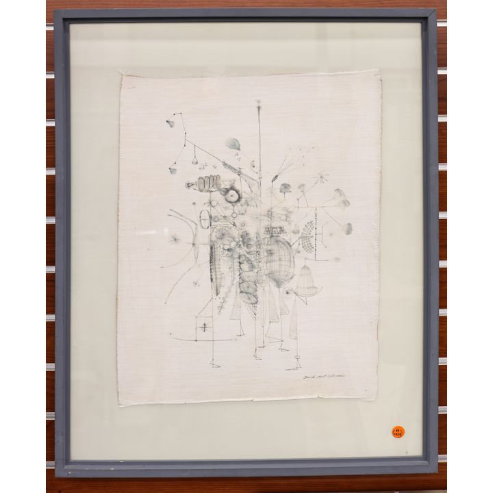 David Hall-Coleman ''Untitled'' (Abstract) Ink on Fabric Framed
