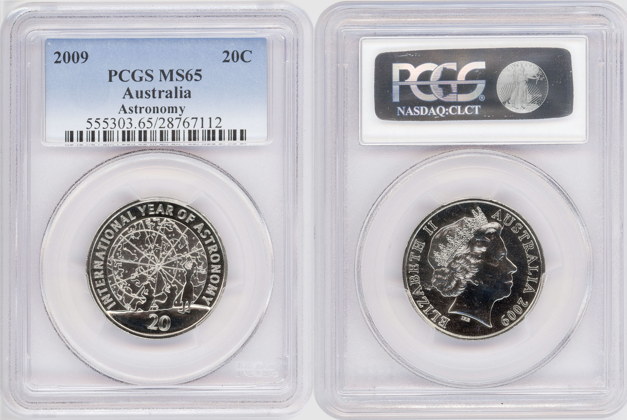 59 · Astronomy, Twenty Cent, 2009, PCGS MS65