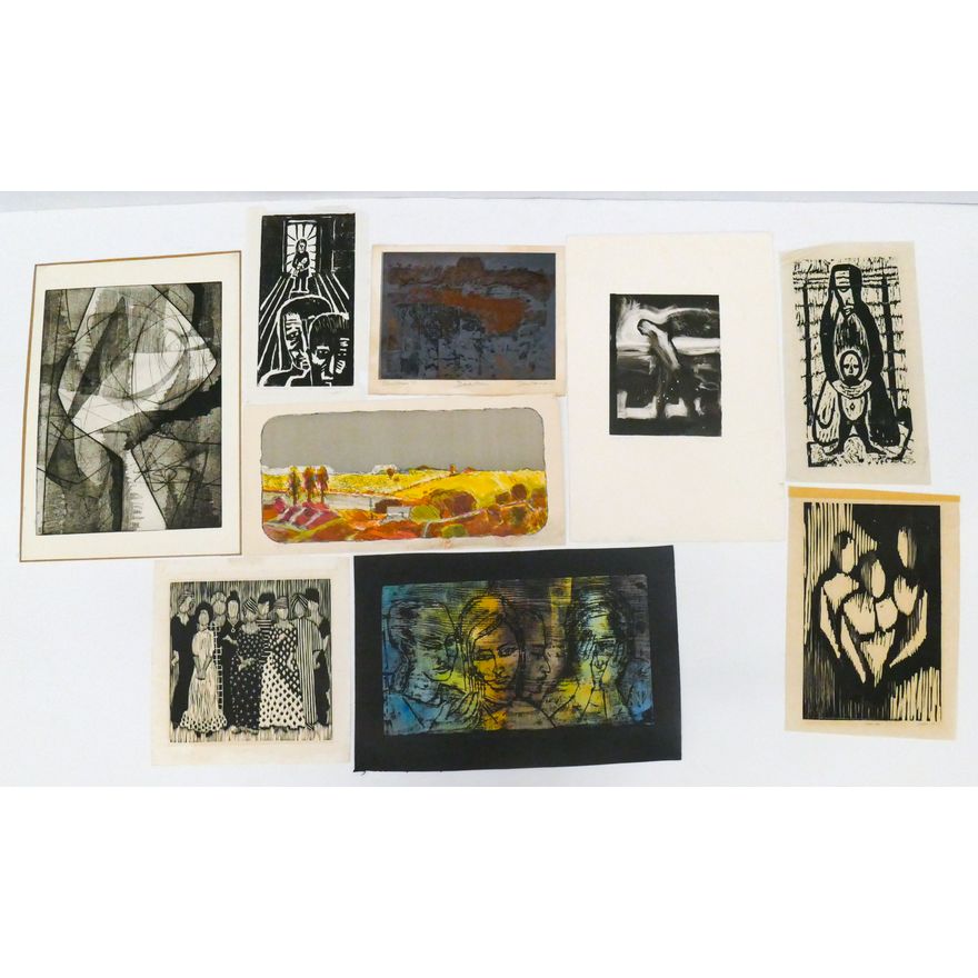 9pc Mid Century Northwest Abstract Signed Prints