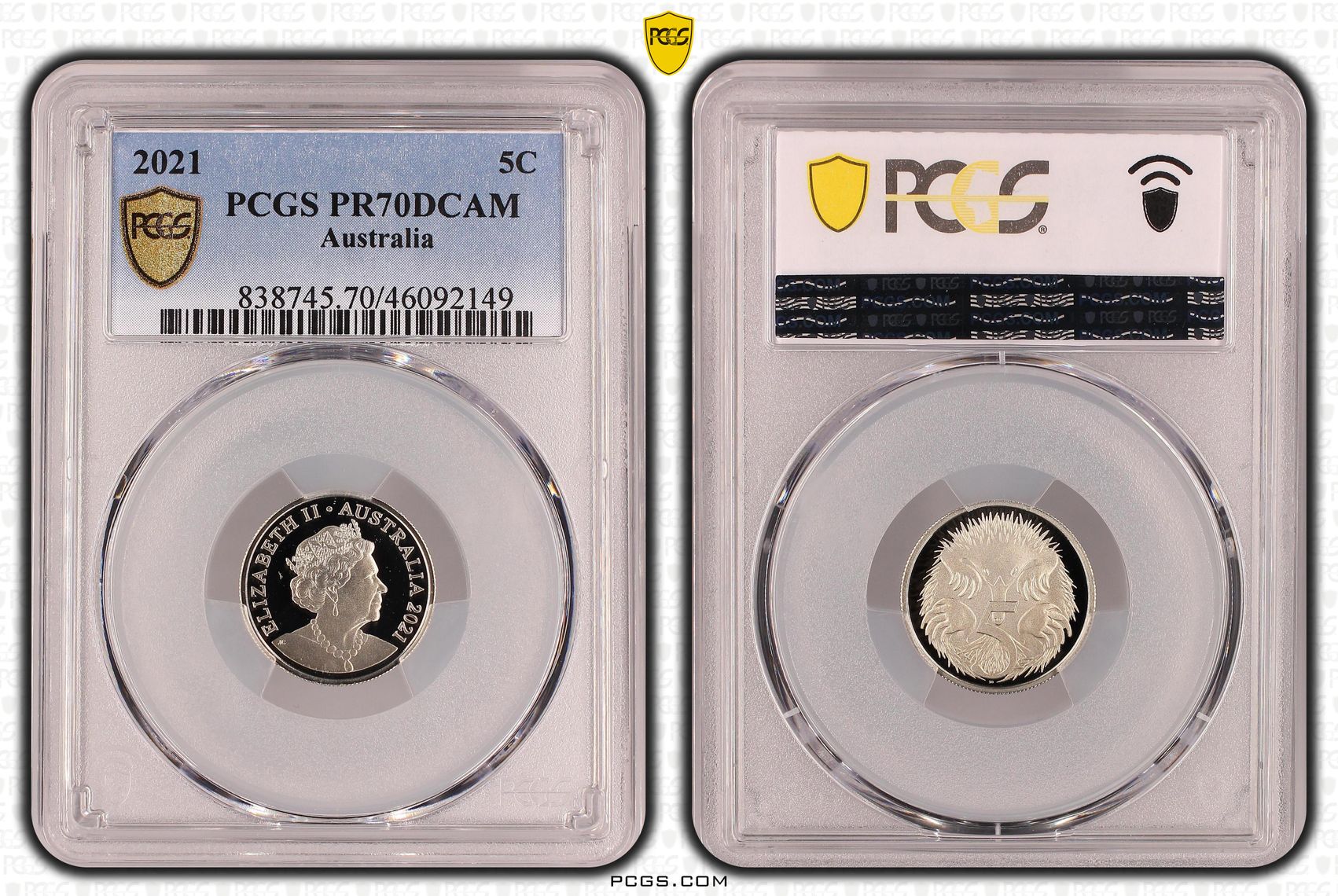 Elizabeth II, Five Cent, 2021, PCGS PR 70DCAM