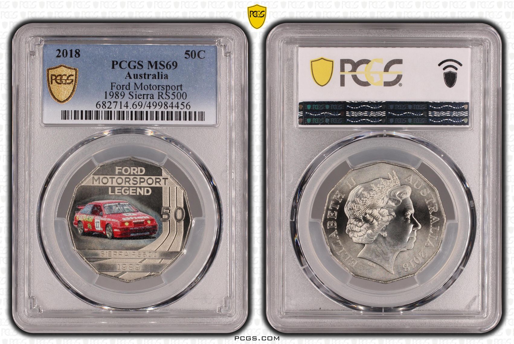 143 · Ford Motorsport Colorized - 1989 Sierra RS500 , Fifty Cent, 2018, PCGS MS69