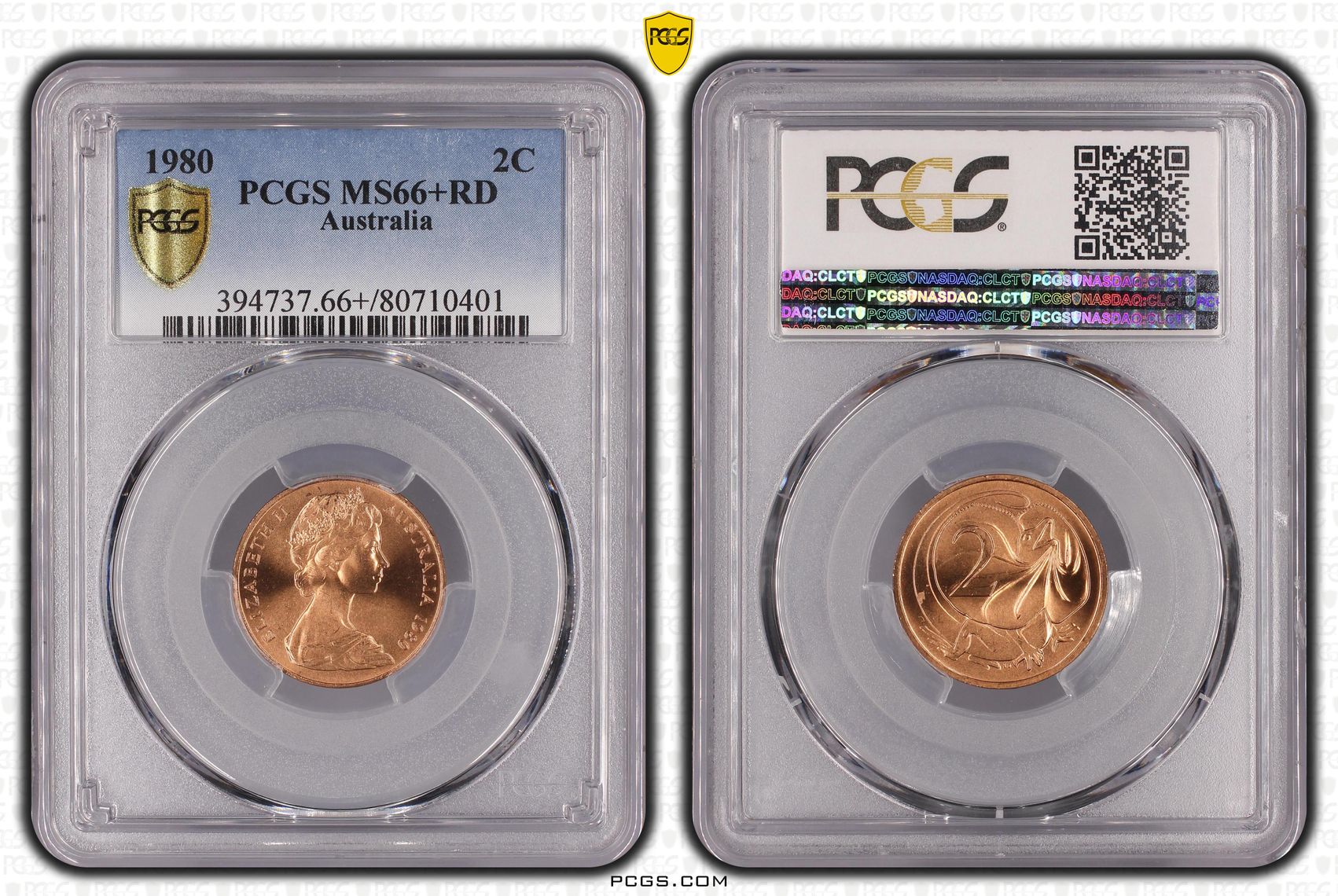 Elizabeth II, Two Cent, 1980, PCGS MS66+RD