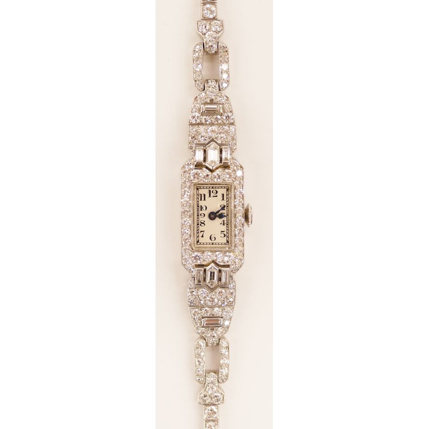 Lady's Patek Philippe Platinum & Diamond Band Wristwatch