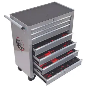 Stallion 7 Drawer Tool Trolley on Castor Wheels Including 188 Piece Tools | NO KEY