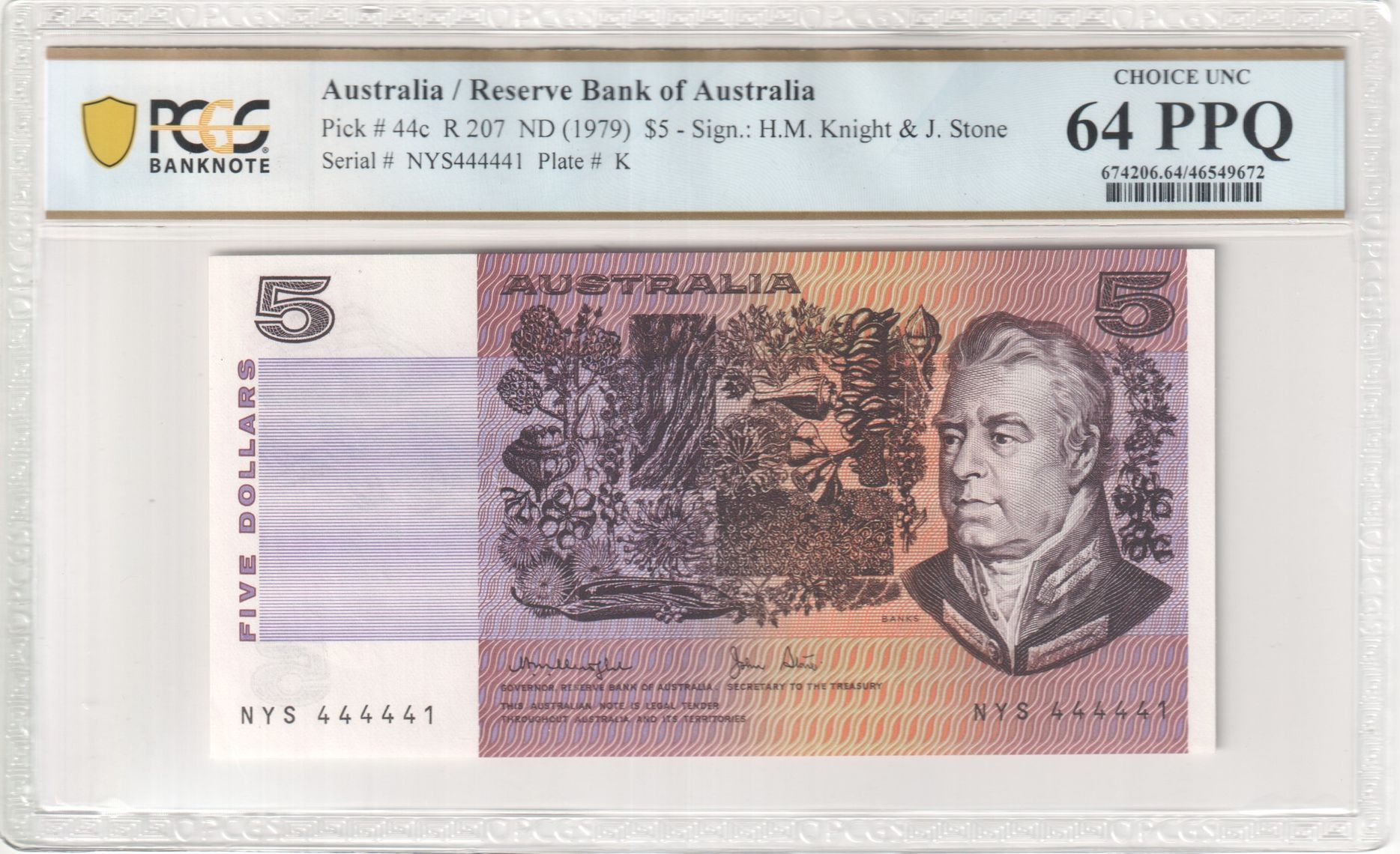 Knight/Stone, Five Dollar, 1979, PCGS Choice UNC 64 PPQ