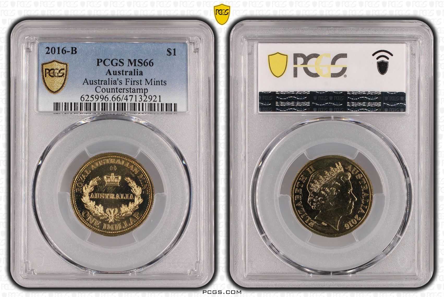 Elizabeth II, Australia's First Mints - Counterstamp, One Dollar, 2016-B, PCGS MS66