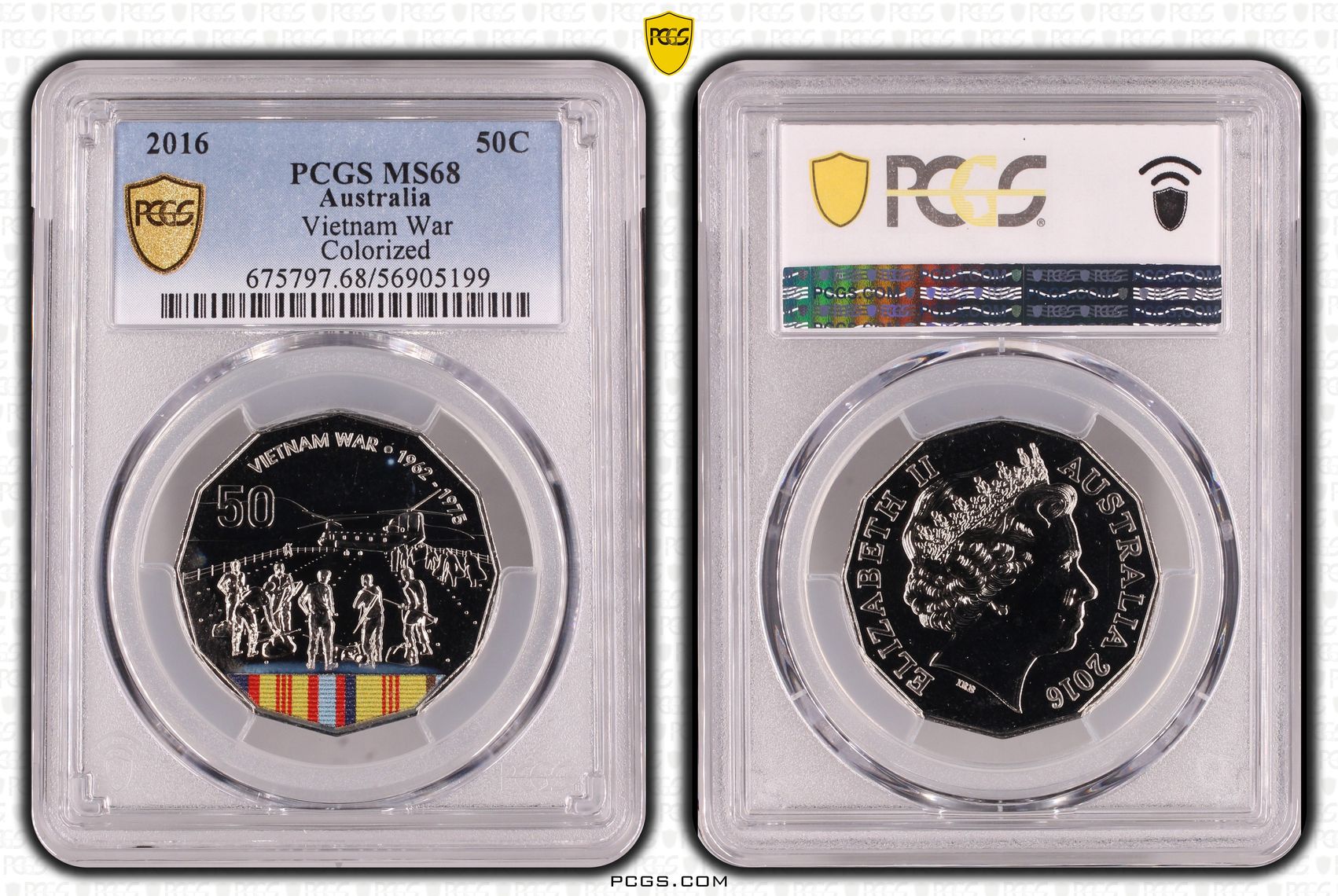 Vietnam War Colorized, Fifty Cent, 2016, PCGS MS68