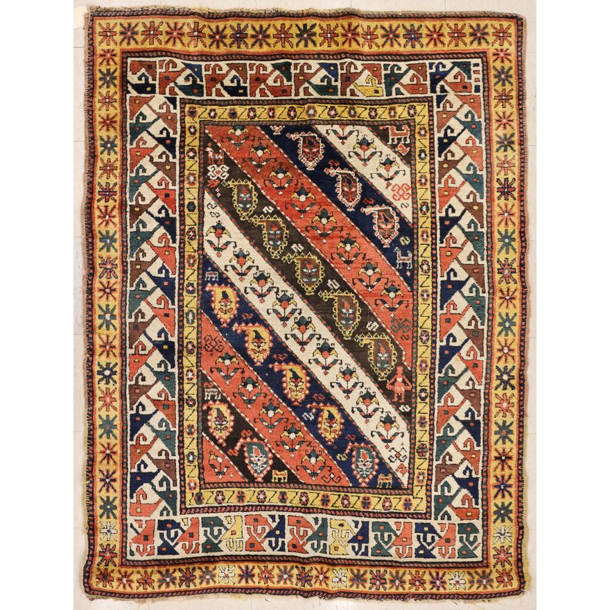 Antique Genje Caucasian Oriental Rug